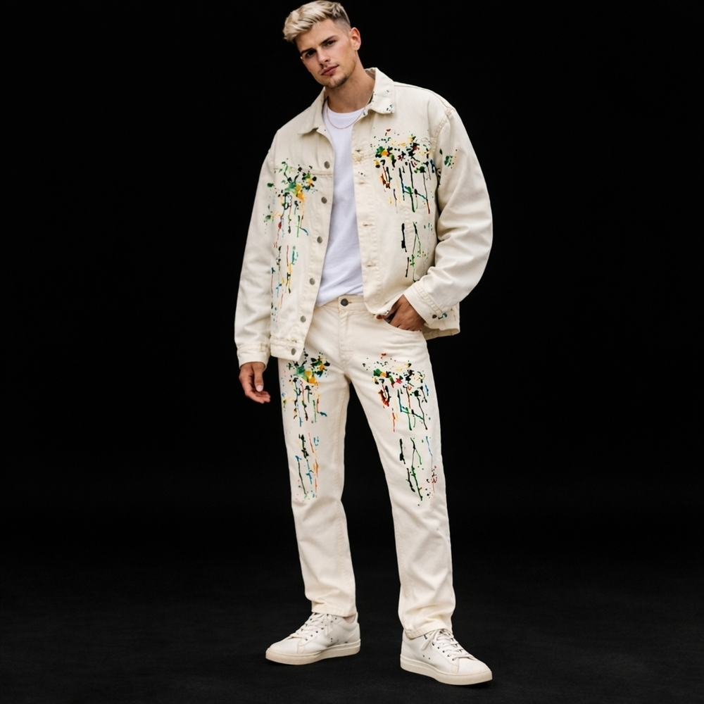 MOSTLY HEARD RARELY SEEN Embroidered Splattered Paint PANTS Men's 30x46 - Picture 10 of 10